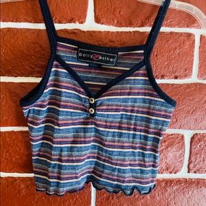 Spaghetti Strap Ruffle Crop Top